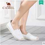 Camel/骆驼女鞋 正品 休闲舒适 摔纹牛皮圆头低跟女鞋A61007629