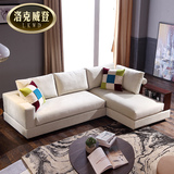 北欧日式可折叠沙发床多功能实木沙发简易两用双人床 布艺沙发床