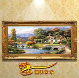 欧式风景油画纯手绘古典有框画家居办公室酒店玄关单幅装饰画横幅