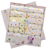 新生儿0-3－6月纯棉衣服春秋夏季套装 婴儿礼盒 满月宝宝童装抱被