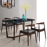 大理石餐桌小户型实木餐桌 椅 组合北欧简约长方形餐台家用餐桌椅
