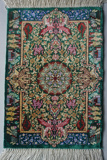 伊朗进口纯手工波斯挂毯100%真丝收藏级挂毯艺术挂毯绿色
