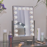 大号台式带灯泡化妆镜 便携式LED灯镜高清化妆镜子方形调光梳妆镜