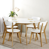 小户型圆形餐桌椅组合6人 北美白橡木圆桌饭桌日式简约实木家具