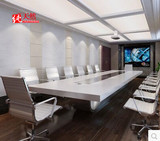 办公家具时尚烤漆白色会议桌长方形钢木开会桌简约现代洽谈桌创意