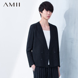 Amii2016春装新款女装 艾米大码女士直筒双排扣短外套小西装