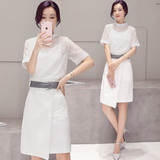2016夏季新款女装韩版修身显瘦连衣裙时尚名媛气质短裙三件套