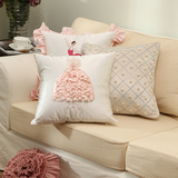 沙发抱枕现代绣花粉色公主裙靠枕床头靠垫样板房抱枕套韩式靠背垫