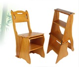 多功能实木制两用椅子 美式折叠靠背楼梯椅 四层登高凳家用爬梯子