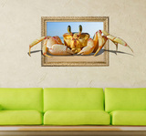 家居饰品3D立体墙贴画酒店海鲜餐厅墙贴纸创意店铺装饰螃蟹3D墙画