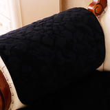 巾罩防滑欧式毛绒实木纯黑色四季真皮法兰绒沙发垫布艺坐垫沙发套