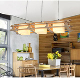 日式木艺客厅餐厅卧室咖啡宾馆走廊实木玻璃单头三头冰块原木吊灯