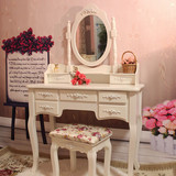 欧式梳妆台卧室实木象牙白色小户型现代简约 韩式田园化妆台桌镜