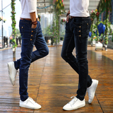 青少年初中学生韩版潮流牛仔长裤子男修身小脚超薄款显瘦百搭夏季