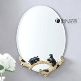 儿童房可爱小熊浴室镜挂壁镜创意卫浴镜子欧式复古卫浴镜化妆镜