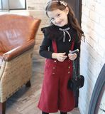 韩国2015儿童童装韩版新款秋冬装女童背带裤阔腿百搭时尚加厚潮流