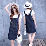 夏季韩版休闲连衣裙两件套装少女T恤+牛仔背带裙子中学生夏天潮流