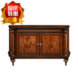 皇家纳迪娃复古欧式手工雕刻实木铜饰镶嵌深蜜色金色卧室电视柜