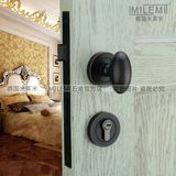 米莱米室内房门锁美式仿古黑色卧室门圆球把手欧式执手纯铜锁芯具