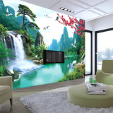 中式山水3d立体墙纸壁画客厅电视背景墙画壁纸无纺布无缝大型壁画