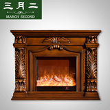 美式壁炉装饰柜子电视柜 客厅欧式实木雕花仿真火电子炉芯1.5米