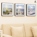 云图客厅装饰画现代简约沙发背景墙壁画餐厅地中海风景三联画挂画