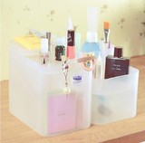 纳川磨砂塑料桌面整理收纳盒化妆品药盒透明大创muji款宿舍储物盒