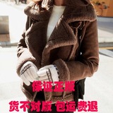 韩国新品羊羔毛棉衣女皮毛一体冬季鹿皮绒加厚保暖机车夹克外套潮
