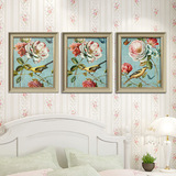 欧式美式花卉客厅三联画 沙发背景墙装饰画玄关挂画竖版卧室壁画