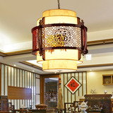 中式吊灯 木艺羊皮古典吊灯客厅卧室餐厅过道走廊茶楼中国风灯具