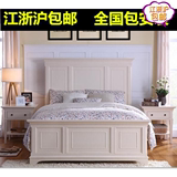 美式实木水曲柳床现代简约白色公主婚床地中海双人床1.5和1.8米床