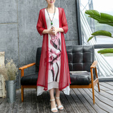 棉麻连衣裙2016夏季女装新款韩版修身显瘦长裙中长款印花裙子