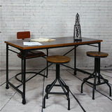 创意休闲电脑桌椅创客美式复古做旧简约咖啡桌铁艺实木书桌餐桌椅