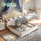 林氏木业公主床1.8米双人床欧式床白色婚床+床头柜床垫成套KA628H