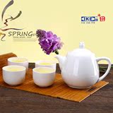 一柯唐山骨瓷茶具套装 纯白创意咖啡壶简约功夫茶具茶杯水壶水具