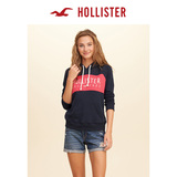 Hollister 2016女装夏款拼色标识图案帽衫 卫衣 女 124383