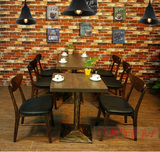 loft复古咖啡厅西餐厅桌椅组合 面馆甜品店实木餐桌椅子组合批发