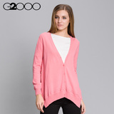 G2000女装纯色V领开衫外套单排扣针织衫休闲百搭通勤长袖毛衣春季