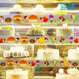 蛋糕店磨砂玻璃贴腰线贴防撞条 甜品面包房创意橱窗装饰 可爱小人
