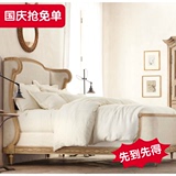美式实木框架软包床复古做旧双人床法式简约公主床仿古做旧雕花床