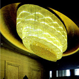 酒店水晶吊灯售楼部大堂椭圆金色三层LED大型K9现代欧式水晶灯