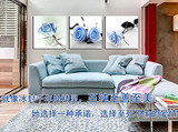 新款蓝色妖姬玫瑰三联画DIY钻石画5D十字绣客厅卧室床头沙发A499