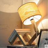 设计师木头人台灯 机器人台灯 卧室床头台灯 实木台灯 特价包邮