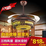 新款42寸led起飞扇隐形扇吊扇灯风扇灯餐厅中式古典复古风扇吊灯