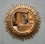 欧式壁挂复古金色太阳餐厅酒吧酒店玄关背景墙装饰浴室化妆镜子