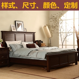 美式乡村正宗胡桃色特价全实木床1.5米1.8米桦木橡木婚床定制家具