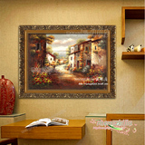 纯手绘油画 欧式客厅卧室玄关装饰画地中海风情风景挂画HD418