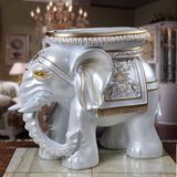 白色招财大象穿鞋凳子特大号换鞋座凳一对家居饰品欧式客厅摆件品