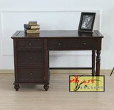特价美式乡村实木书桌欧式法式橡木电脑桌办公桌黑胡桃色上海定制