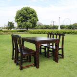 高档户外花园桌椅碳化木防腐木复古咖啡厅休闲茶座实木餐桌椅